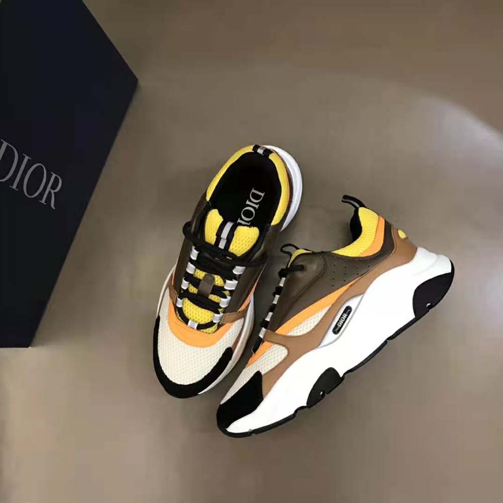 Dior B22 White and Yellow Technical Mesh with Beige and White Smooth  Calfskin Low Top Sneakers - Sneak in Peace