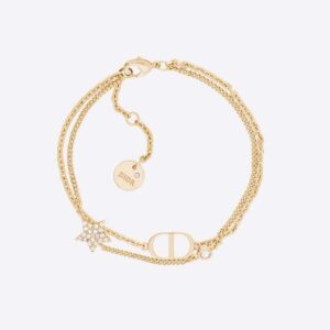 Dior Women 30 Montaigne Long Necklace Gold-Finish Metal and White Crystals