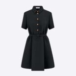Dior Women Belted Short Dress Black Wool and Silk