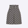 Dior Women Belted Short Skirt Black and White Check'n'Dior Virgin Wool