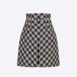 Dior Women Belted Short Skirt Black and White Check'n'Dior Virgin Wool