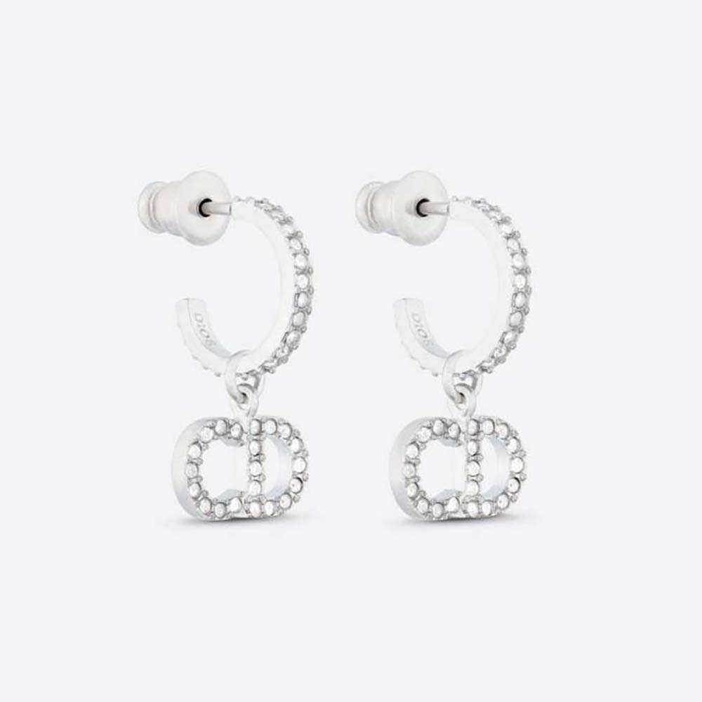 CD Lock Earrings Gold-Finish Metal and Silver-Tone Crystals