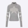 Dior Women Dioralps Stand-Collar Sweater Gray and White Three-Tone Dior Star Wool and Cashmere Knit