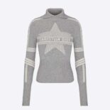 Dior Women Dioralps Stand-Collar Sweater Gray and White Three-Tone Dior Star Wool and Cashmere Knit