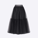 Dior Women Flared Mid-Length Skirt Black Plumetis Tulle