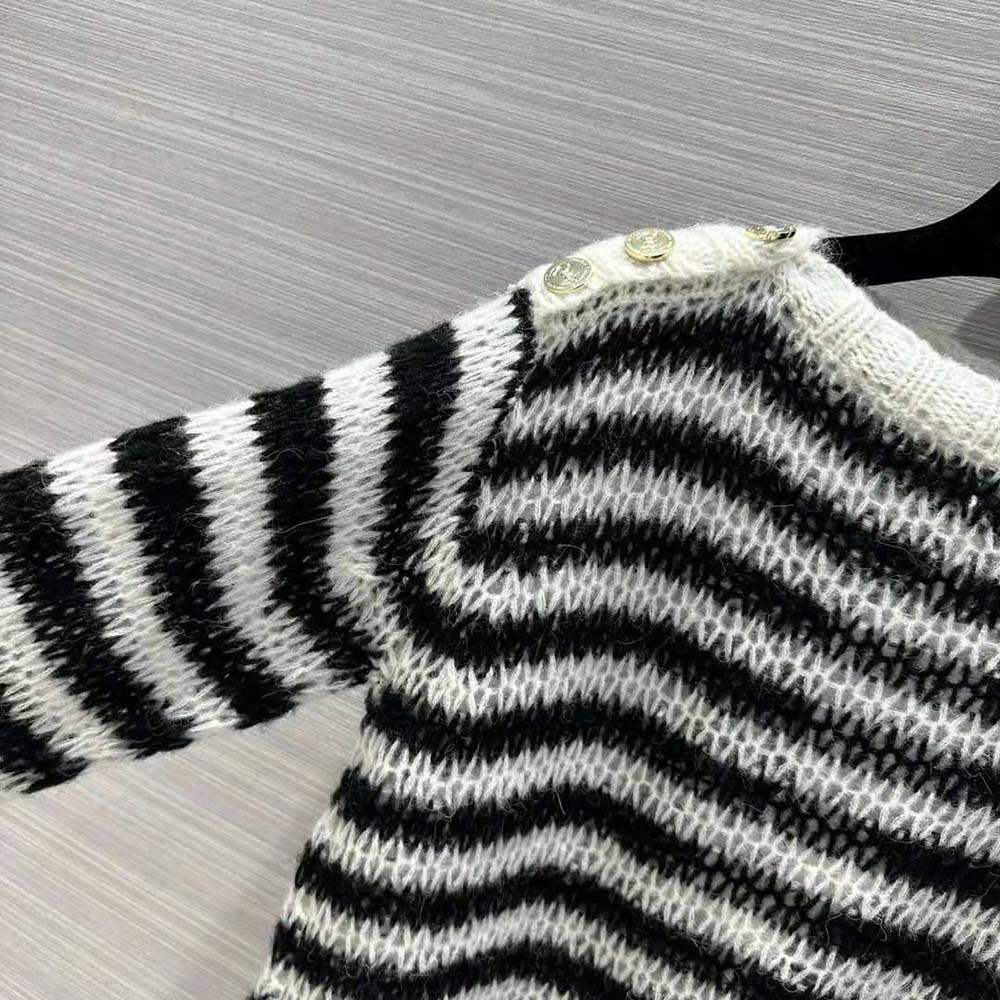 Dior Women Marinière Sweater Navy Blue and Ecru Wool Cashmere and Silk Knit with D-Stripes Motif 8 Dior Women Marinière Sweater Navy Blue and Ecru Wool Cashmere and Silk Knit with D-Stripes Motif - Image 8