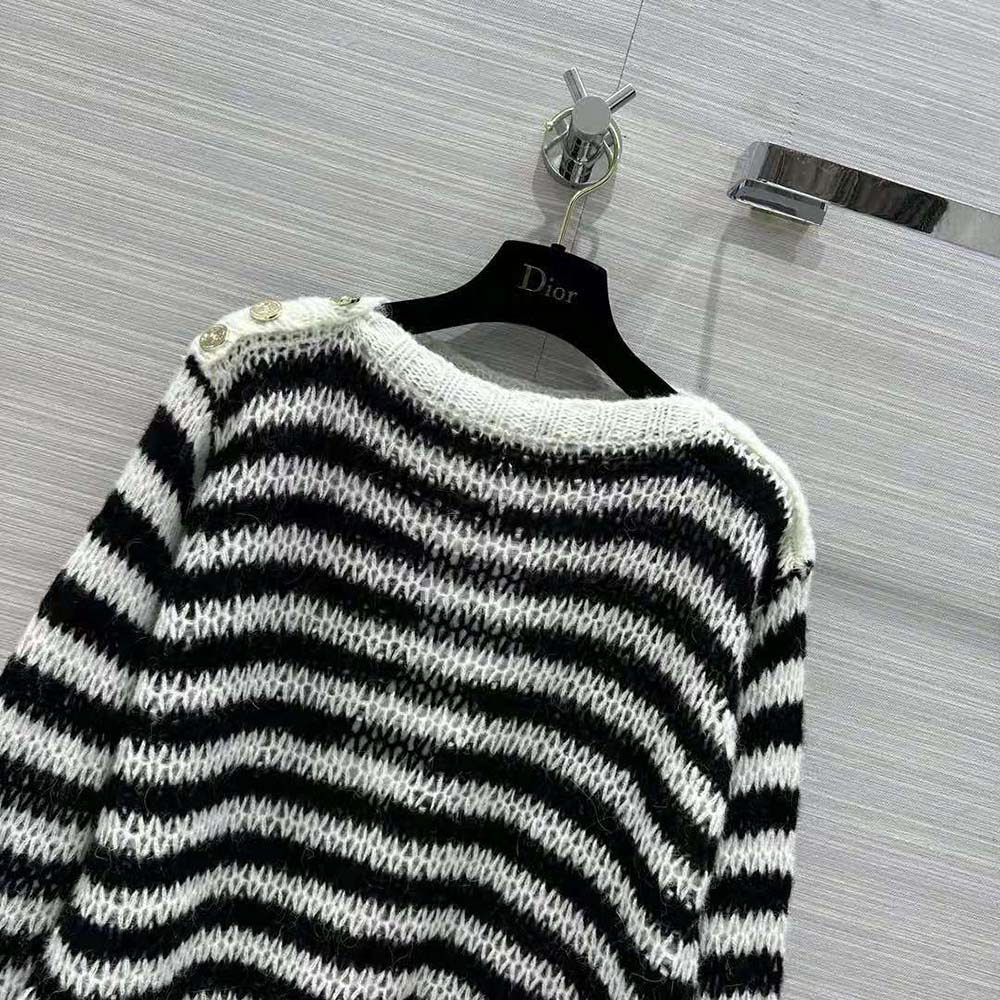 Dior Women Marinière Sweater Navy Blue and Ecru Wool Cashmere and Silk Knit with D-Stripes Motif 4 Dior Women Marinière Sweater Navy Blue and Ecru Wool Cashmere and Silk Knit with D-Stripes Motif - Image 4
