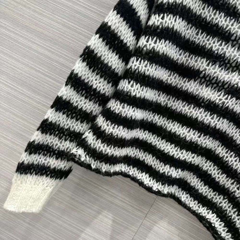 Dior Women Marinière Sweater Navy Blue and Ecru Wool Cashmere and Silk Knit with D-Stripes Motif 7 Dior Women Marinière Sweater Navy Blue and Ecru Wool Cashmere and Silk Knit with D-Stripes Motif - Image 7