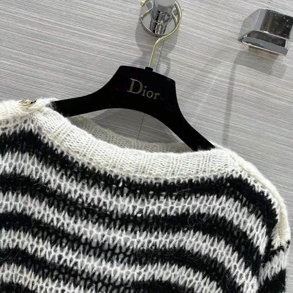 Dior Women Marinière Sweater Navy Blue and Ecru Wool Cashmere and Silk Knit with D-Stripes Motif 5 Dior Women Marinière Sweater Navy Blue and Ecru Wool Cashmere and Silk Knit with D-Stripes Motif - Image 5
