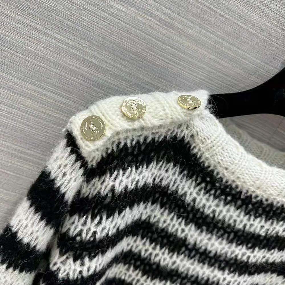 Dior Women Marinière Sweater Navy Blue and Ecru Wool Cashmere and Silk Knit with D-Stripes Motif 6 Dior Women Marinière Sweater Navy Blue and Ecru Wool Cashmere and Silk Knit with D-Stripes Motif - Image 6