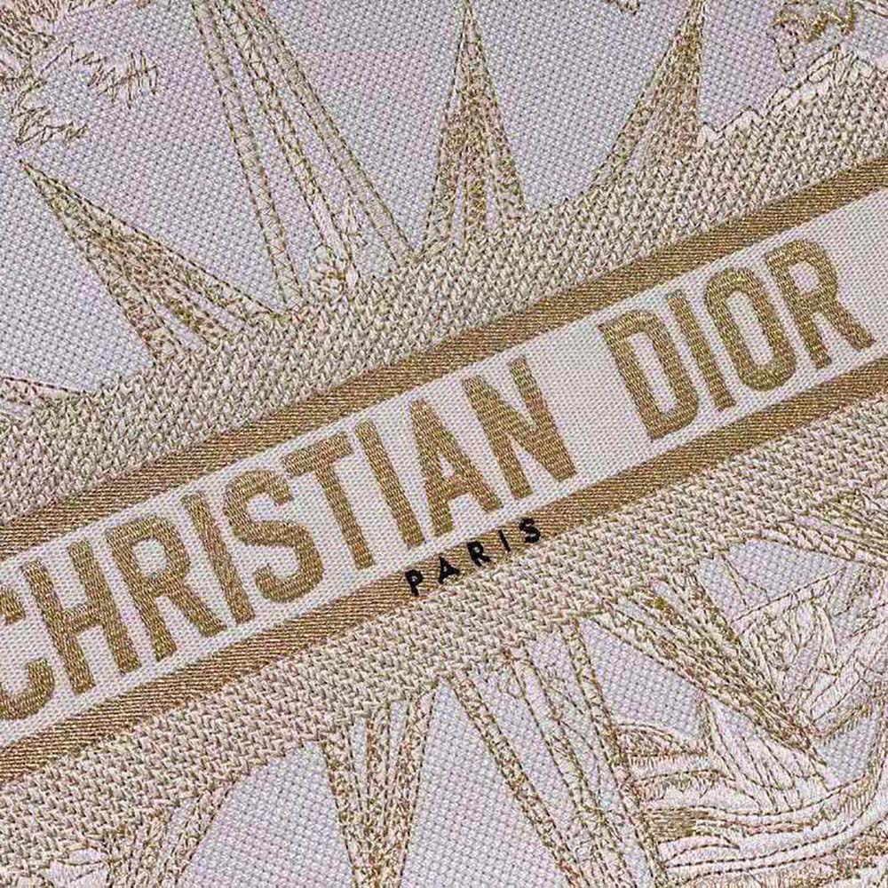 Dior - Medium Dior Book Tote White and Gold-Tone Dior Oblique Embroidery (36 x 27.5 x 16.5 cm) - Women