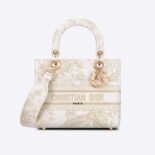 Dior Women Medium Lady D-lite Bag Dior Jardin D'Hiver Embroidery with Gold-Tone Metallic Thread