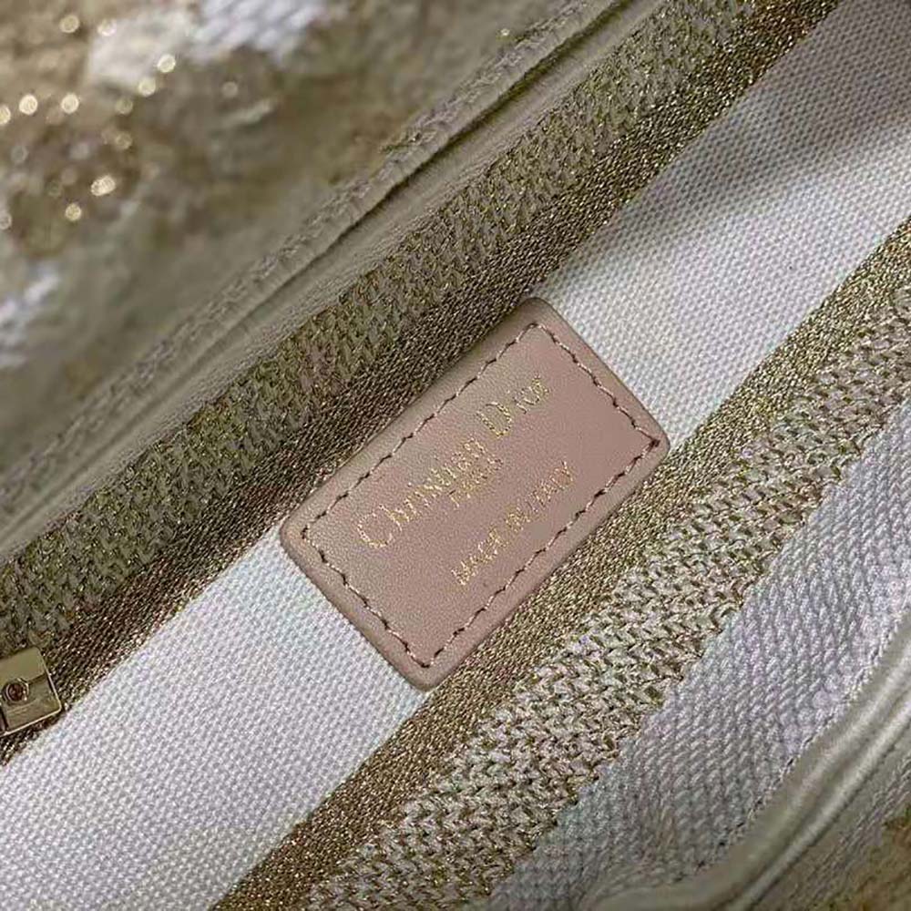 Dior Women Medium Lady D-lite Bag Dior Jardin D'Hiver Embroidery with Gold-Tone Metallic Thread 10 Dior Women Medium Lady D-lite Bag Dior Jardin D'Hiver Embroidery with Gold-Tone Metallic Thread - Image 10