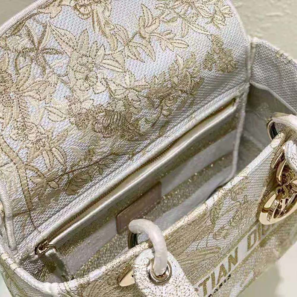Dior Women Medium Lady D-lite Bag Dior Jardin D'Hiver Embroidery with Gold-Tone Metallic Thread 9 Dior Women Medium Lady D-lite Bag Dior Jardin D'Hiver Embroidery with Gold-Tone Metallic Thread - Image 9