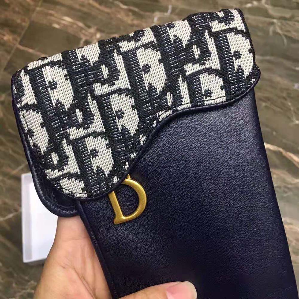Dior Women Saddle Gloves Navy Blue Smooth Lambskin 9 Dior Women Saddle Gloves Navy Blue Smooth Lambskin - Image 9