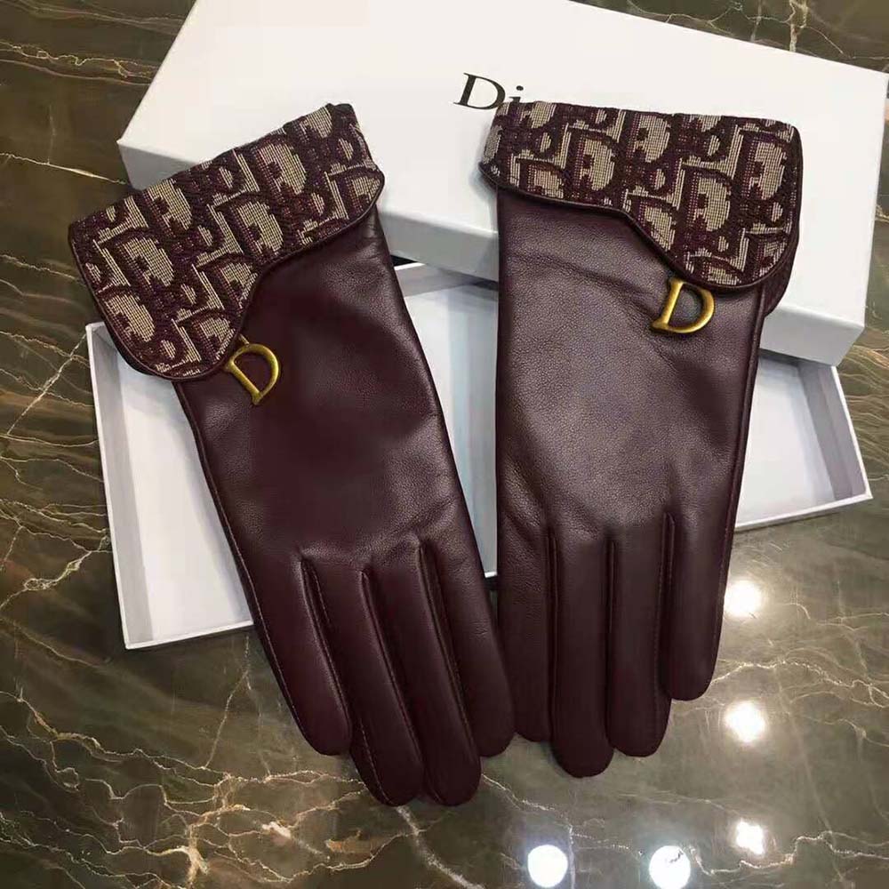 Christian Dior Dior Oblique Saddle Gloves 2023-24FW, Navy, M