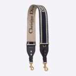 Dior Women Shoulder Strap with Ring Blue 'CHRISTIAN DIOR PARIS' Embroidery