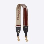 Dior Women Shoulder Strap with Ring Burgundy 'CHRISTIAN DIOR PARIS' Embroidery