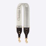 Dior Women Shoulder Strap with Ring Gray 'CHRISTIAN DIOR PARIS' Embroidery