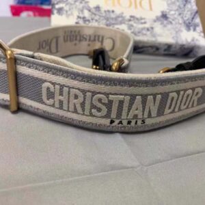 Dior Women Shoulder Strap with Ring Gray 'CHRISTIAN DIOR PARIS' Embroidery