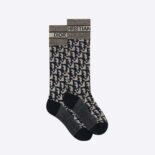 Dior Women Socks Blue and Ecru Dior Oblique Technical Cotton