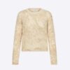 Dior Women Sweater Gold-Tone Technical Cashmere Knit Embroidered with Metallic Thread in a Dior Jardin D'Hiver Motif