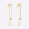 Dior Women Tribales Earrings Gold-Finish Metal White Resin Pearls and White Crystals