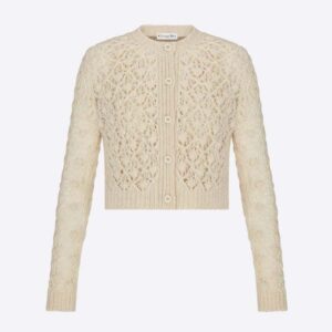 Dior Women Twin-Set Ecru Cashmere Silk and Mohair Knit