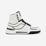 Dolce Gabbana D&G Unisex Calfskin Nappa New Roma Mid-Top Sneakers-White
