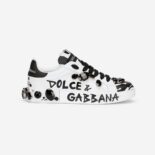 Dolce Gabbana D&G Unisex Calfskin Portofino Sneakers with Embroidery