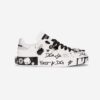 Dolce Gabbana D&G Unisex Calfskin Portofino Sneakers with Embroidery and Lettering
