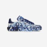 Dolce Gabbana D&G Unisex Majolica-Print Calfskin Portofino Sneakers
