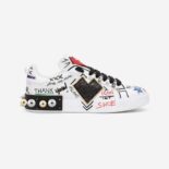 Dolce Gabbana D&G Unisex Printed Calfskin Portofino Sneakers with Patch