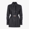 Fendi Women Black Waxed Leather Jacket