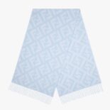 Fendi Women FF Scarf Light Blue Cashmere Scarf