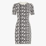 Fendi Women Two-Tone Fendi Roma Capsule Knit Dress-Black