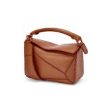 Loewe Women Mini Puzzle Bag in Satin Calfskin-Brown
