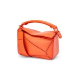Loewe Women Mini Puzzle Bag in Satin Calfskin-Orange