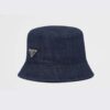 Prada Women Denim Bucket Hat-Navy 12 Prada Women Denim Bucket Hat-Navy