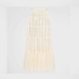 Prada Women Long Pleated Tulle Skirt-White