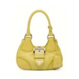 Prada Women Moon Re-Nylon and Leather Bag-Yellow