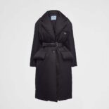 Prada Women Re-Nylon Down Coat with Enameled Metal Triangle Logo