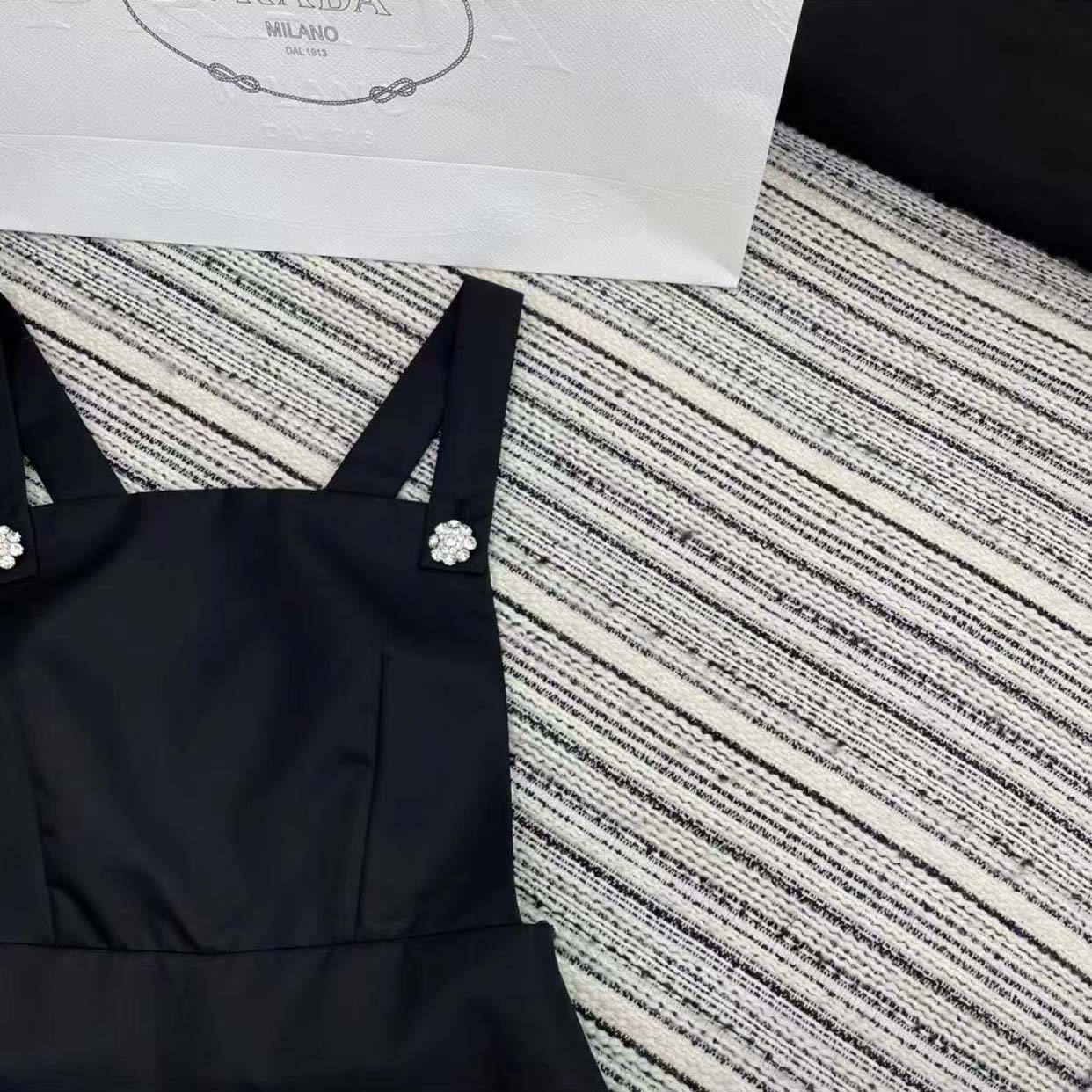 Prada Women Re-Nylon Overall Dress-Black