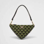 Prada Women Symbole Leather and Fabric Mini Bag-Green