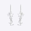 Saint Laurent YSL Women Monogram Palm Earrings in Metal-Silver