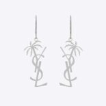 Saint Laurent YSL Women Monogram Palm Earrings in Metal-Silver