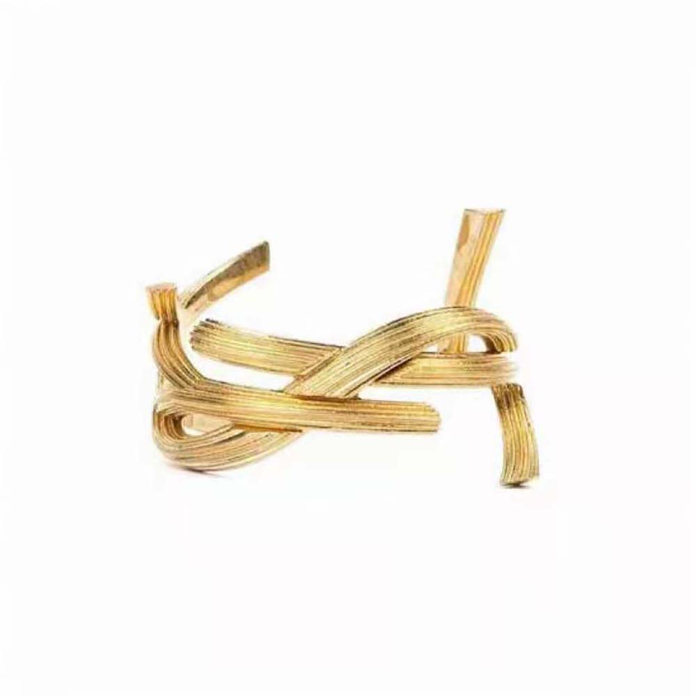 Saint Laurent YSL Women Opyum Twist Cuff Bracelet in Metal