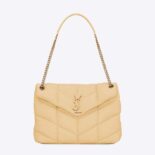 Saint Laurent YSL Women Puffer Medium Chain Bag in Quilted Lambskin-Beige