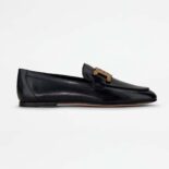 TODS Women Kate Loafers in Leather with A Metal Branded-Black