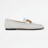 TODS Women Kate Loafers in Leather with A Metal Branded-White